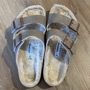 Birkenstock Tan Shearling Sandals